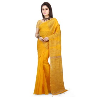 Handloom Silk Ghicha Saree in Yellow