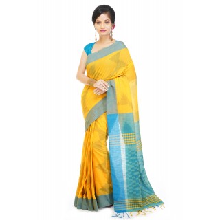 WoodenTant Women’s Soft Pure Cotton Handloom Printed Saree in Multicolored