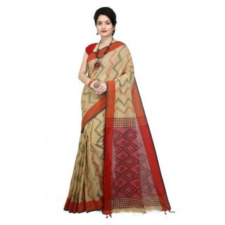 WoodenTant Women’s Soft Pure Cotton Handloom Printed Saree in Multicolor.