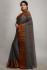 Woodentant women's pure cotton exclusive Tant saree in Grey and Red zari border without blouse piece.